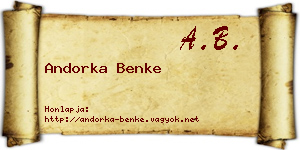 Andorka Benke névjegykártya